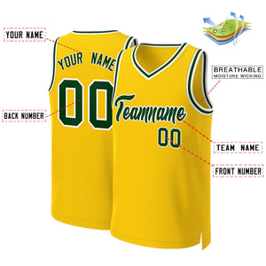 Maillot de basket-ball classique personnalisé jaune vert-blanc