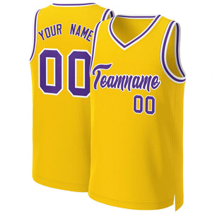 Custom Yellow Purple-White Classic Tops Basketball Jersey