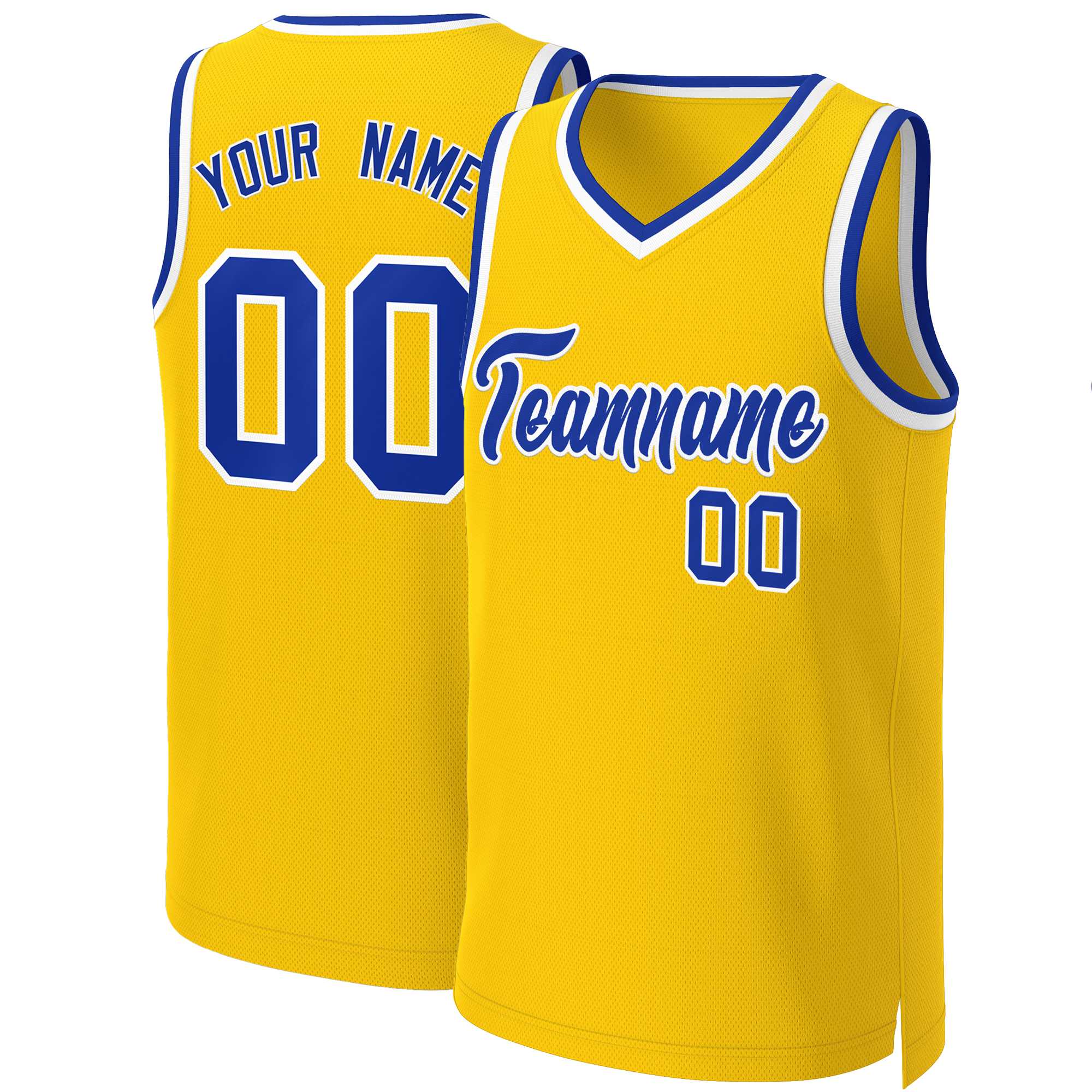 Custom Yellow Royal-White Classic Tops Basketball Jersey