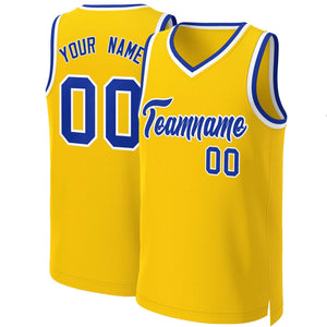 Maillot de basket-ball classique jaune Royal-blanc personnalisé