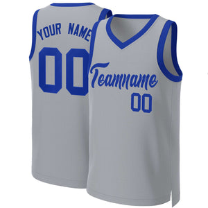 Custom Gray Royal Classic Tops Basketball Jersey