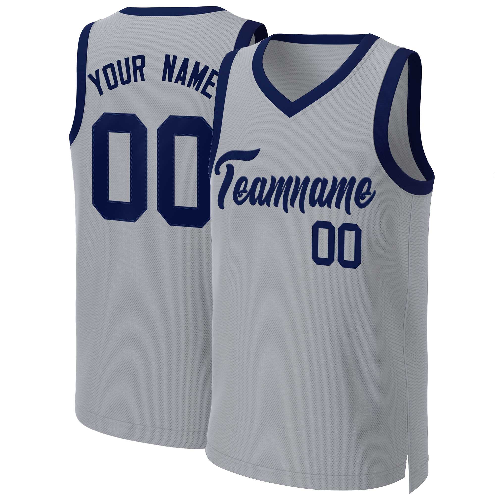 Maillot de basket-ball classique gris marine personnalisé