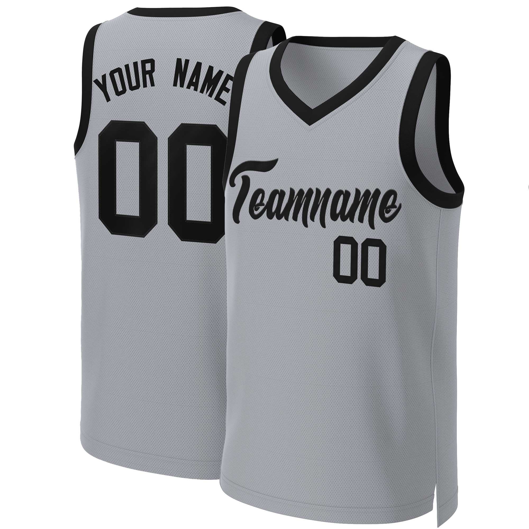 Maillot de basket-ball classique gris noir personnalisé