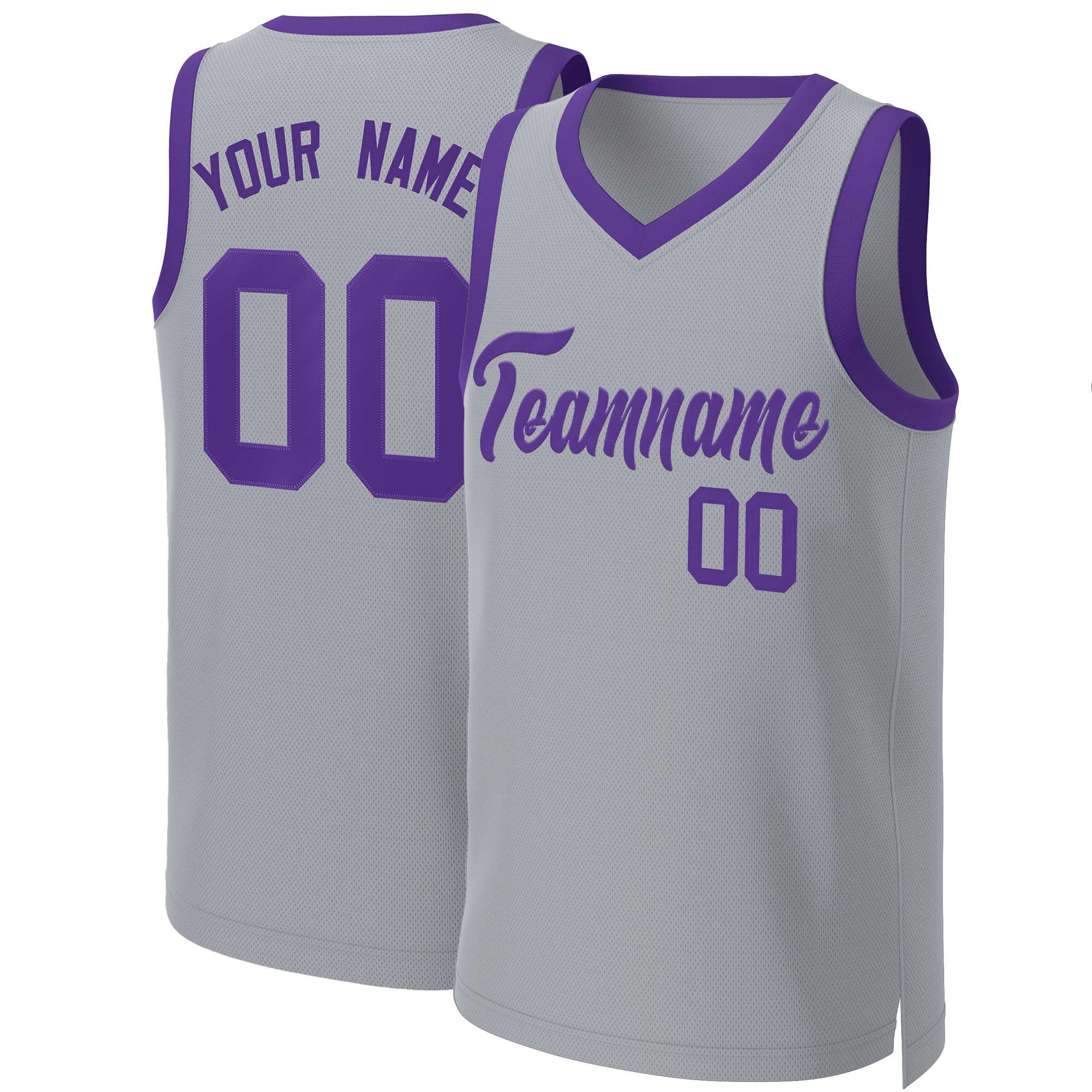 Custom Gray Purple Classic Tops Basketball Jersey