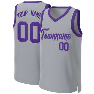 Maillot de basket-ball classique personnalisé gris violet