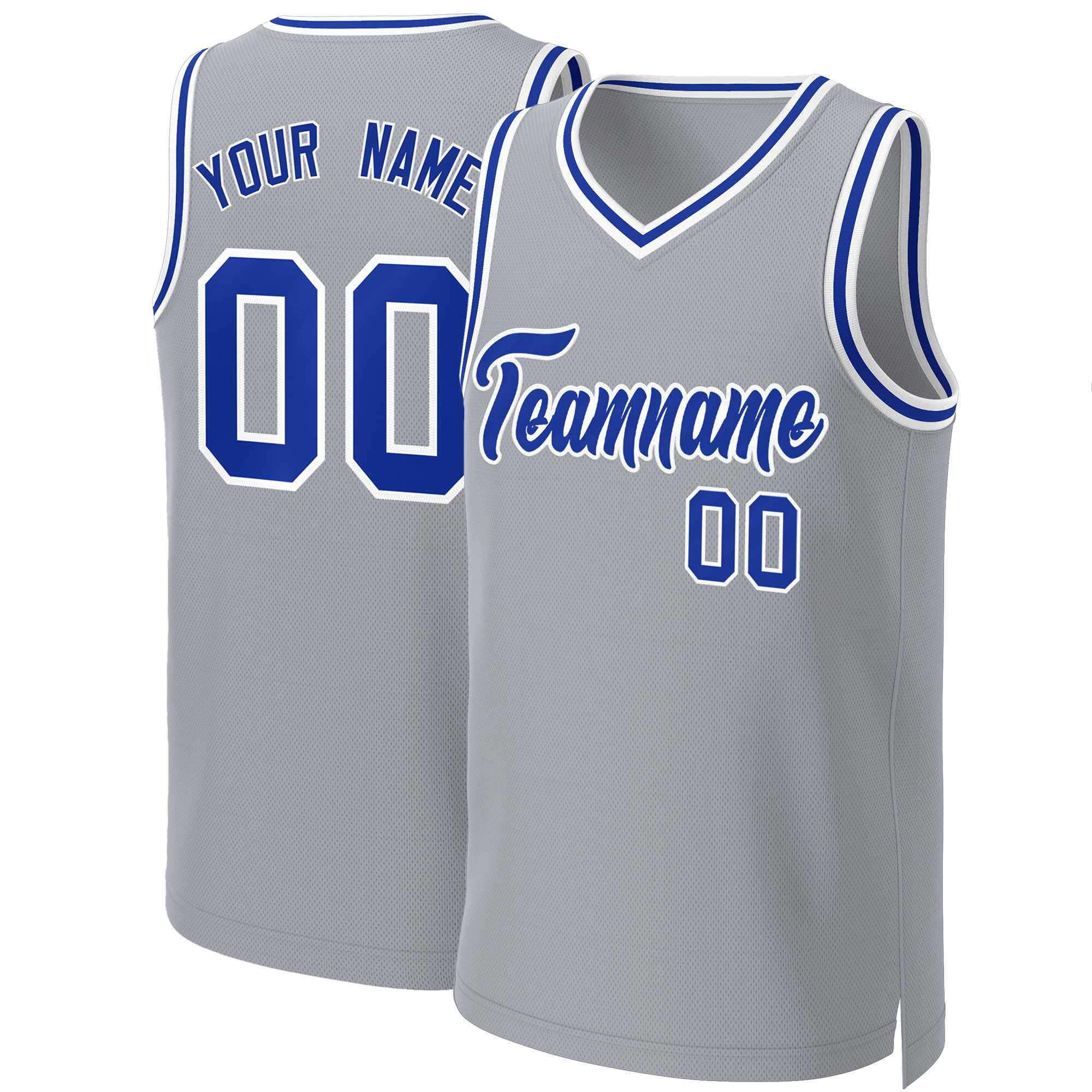 Custom Gray Royal-White Classic Tops Basketball Jersey