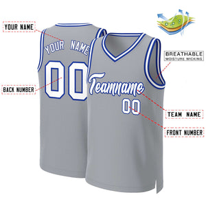 Custom Gray White-Royal Classic Tops Basketball Jersey