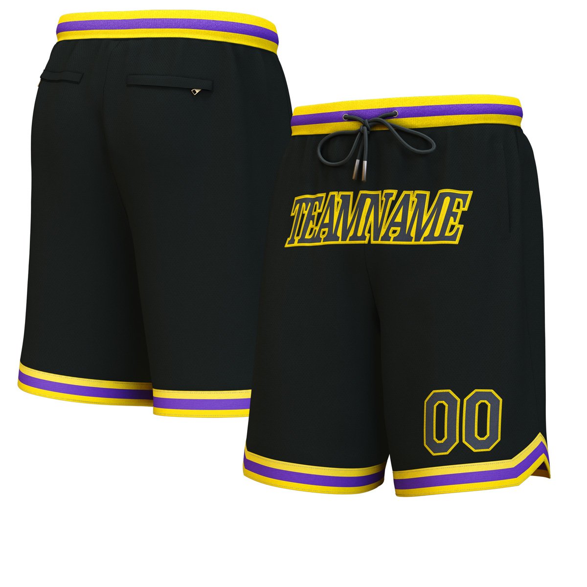 Custom Black Black-Yellow Personalized Basketball Shorts