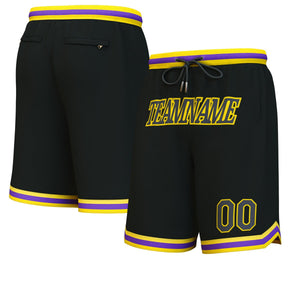 Short de basket personnalisé noir noir-jaune personnalisé