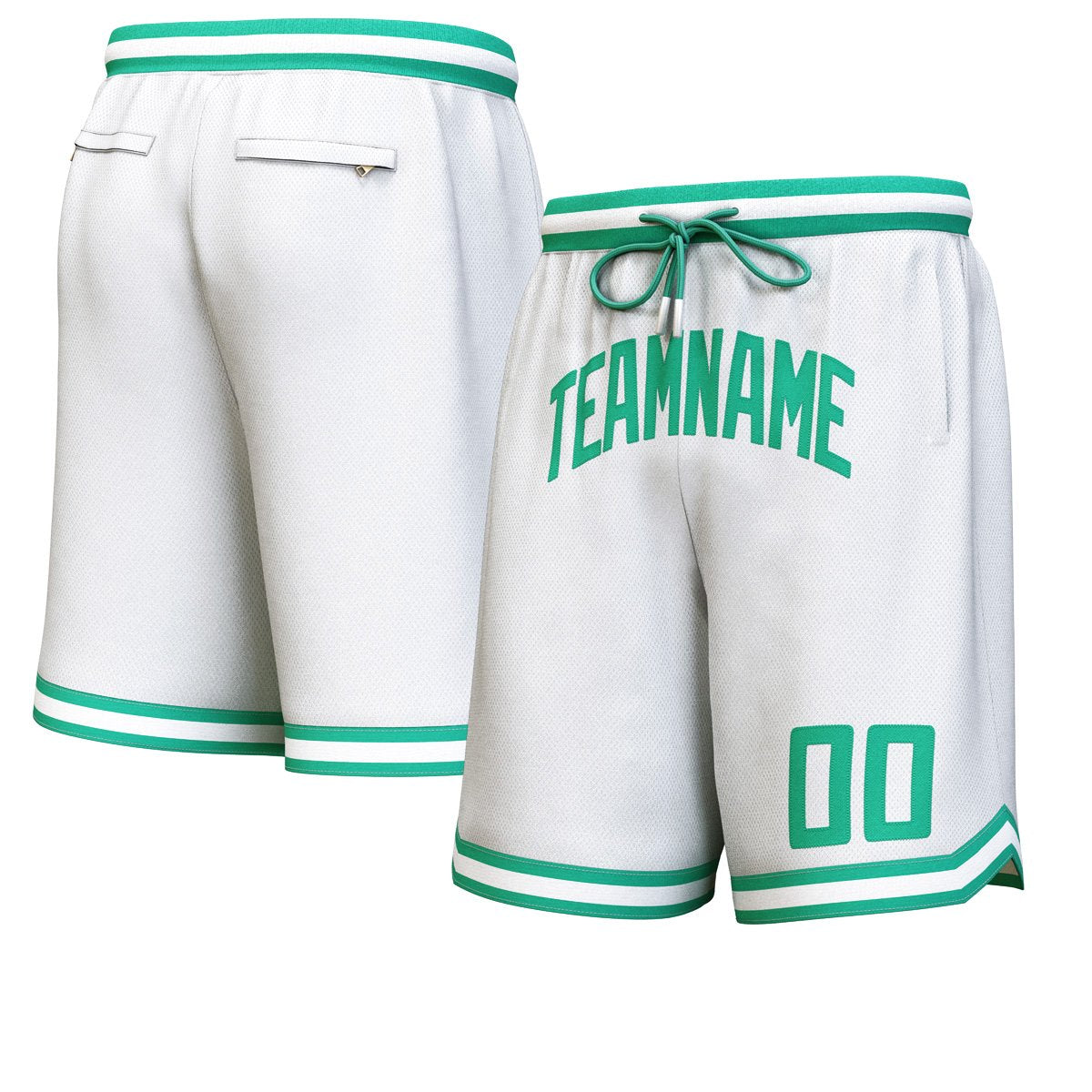 Short de basket personnalisé blanc vert personnalisé