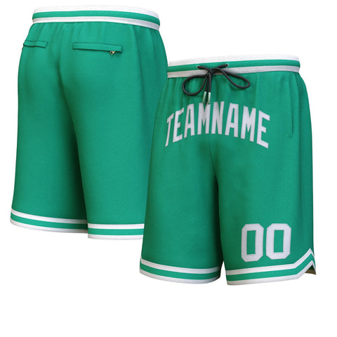 Custom Hunter Green White Personalized Basketball Shorts