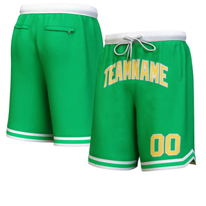 Short de basket personnalisé vert jaune-blanc personnalisé