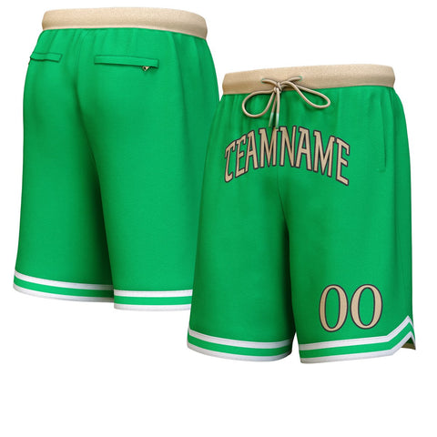 Custom Green Old Gold-Black Personalized Basketball Shorts