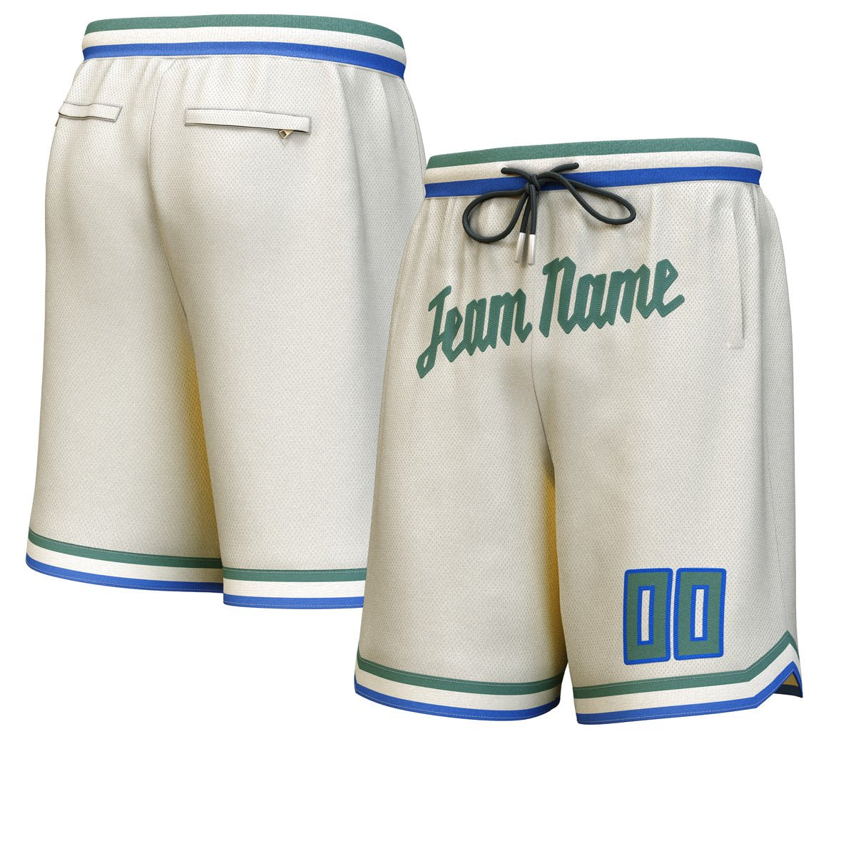 Short de basket personnalisé Cream Hunter Green personnalisé