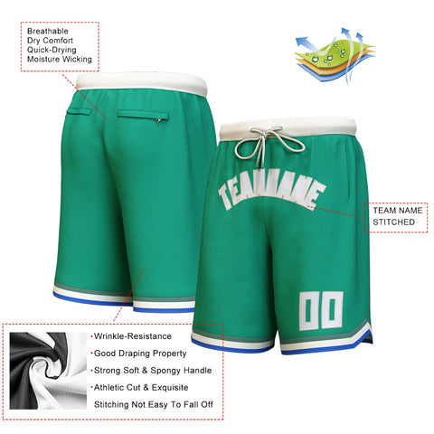Custom Hunter Green White-Cream Personalized Basketball Shorts