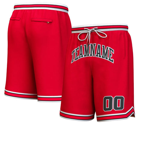 Custom Red Black-White Personalized Basketball Shorts