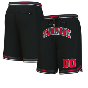 Custom Black Red-White Personalized Basketball Shorts