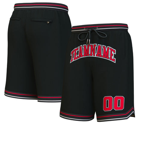 Custom Black Red-White Personalized Basketball Shorts
