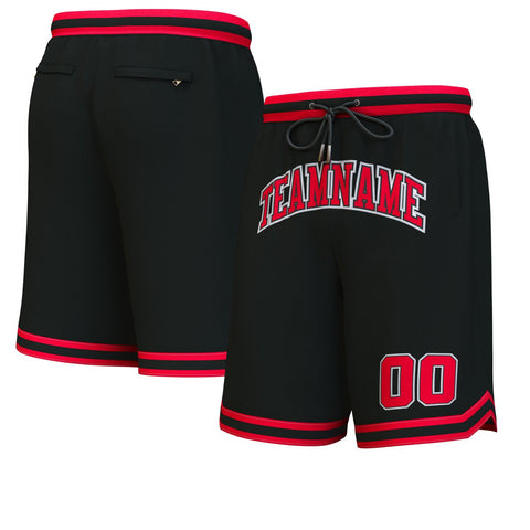 Custom Black Red-White Personalized Basketball Shorts