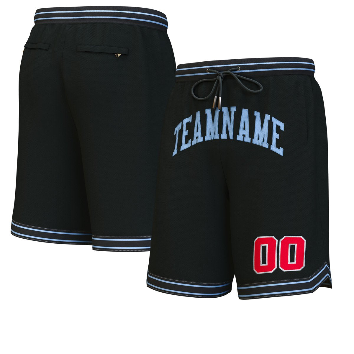 Short de basket personnalisé noir bleu clair personnalisé