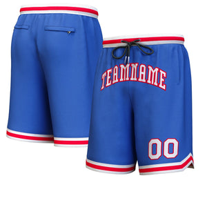 Custom Royal White-Red Personalized Basketball Shorts