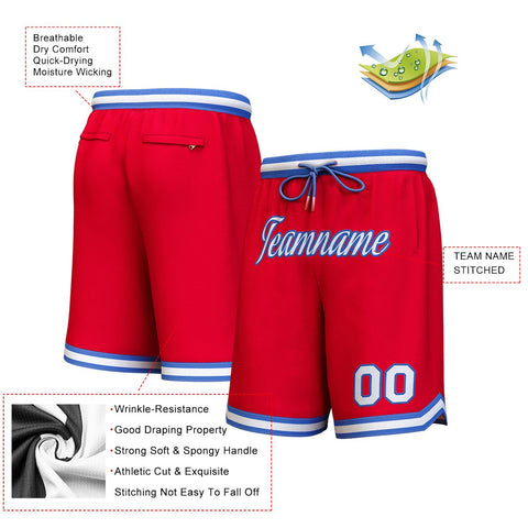 Custom Red White-Royal Personalized Basketball Shorts