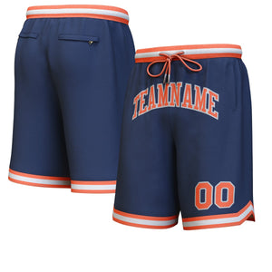 Short de basket personnalisé bleu marine orange-gris personnalisé