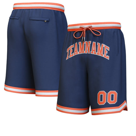 Custom Navy Orange-Gray Personalized Basketball Shorts