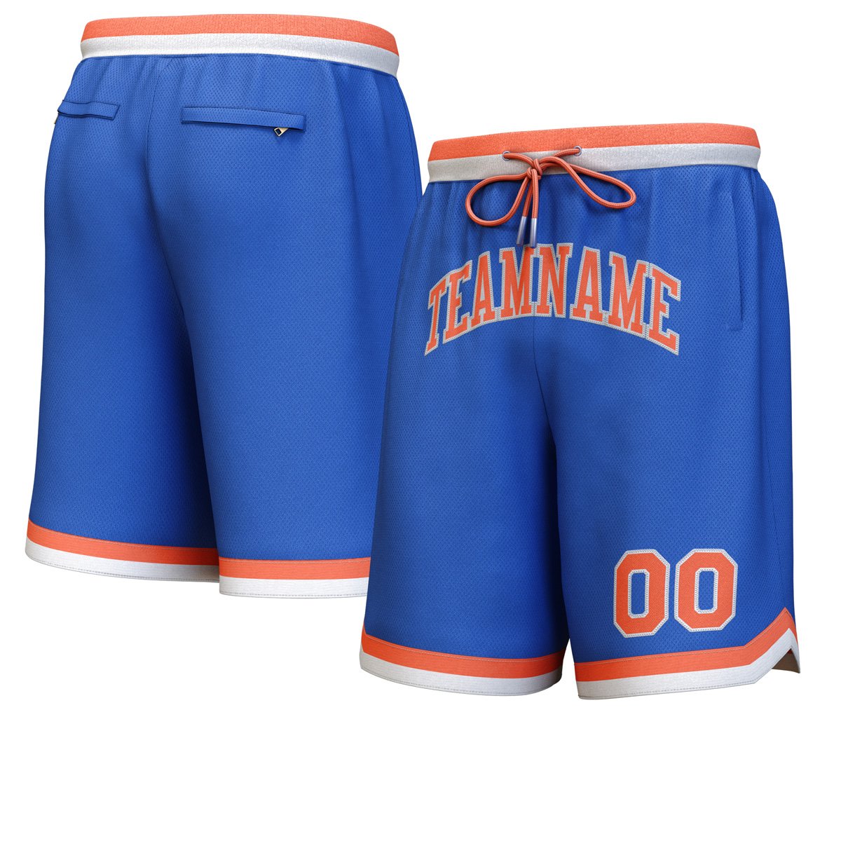 Short de basket personnalisé Royal Orange-Blanc personnalisé