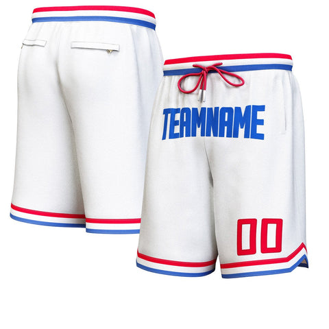 Custom White Royal Personalized Basketball Shorts