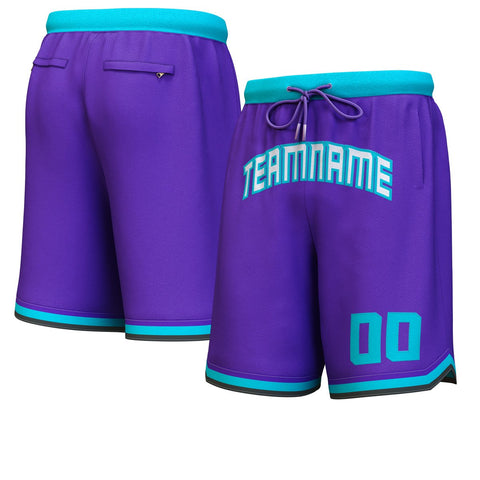 Custom Purple White-Teal Personalized Basketball Shorts