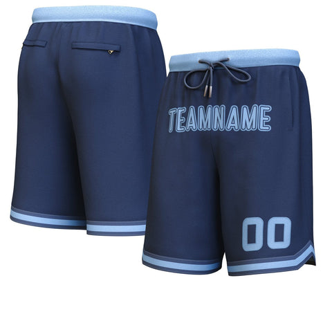 Custom Navy Navy-Light Blue Personalized Basketball Shorts