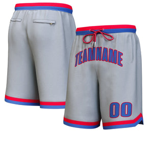 Custom Gray Royal-Red Personalized Basketball Shorts