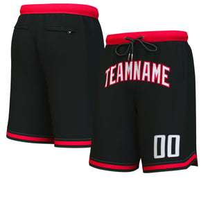 Custom Black White-Red Personalized Basketball Shorts