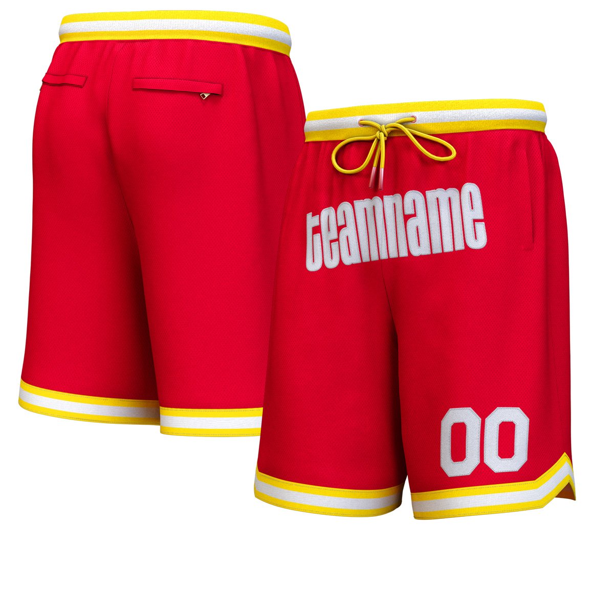 Short de basket personnalisé rouge blanc personnalisé