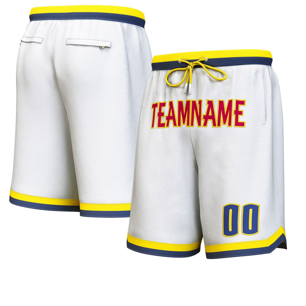 Short de basket personnalisé blanc marron-jaune personnalisé