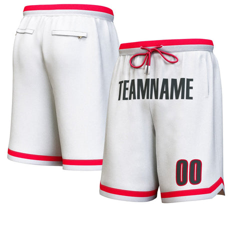 Custom White Black Personalized Basketball Shorts
