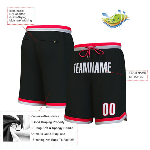 Custom Black White Personalized Basketball Shorts