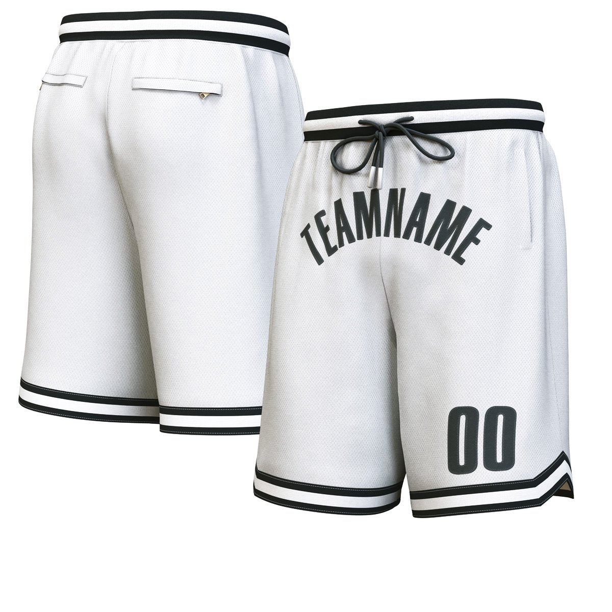 Short de basket personnalisé blanc noir personnalisé