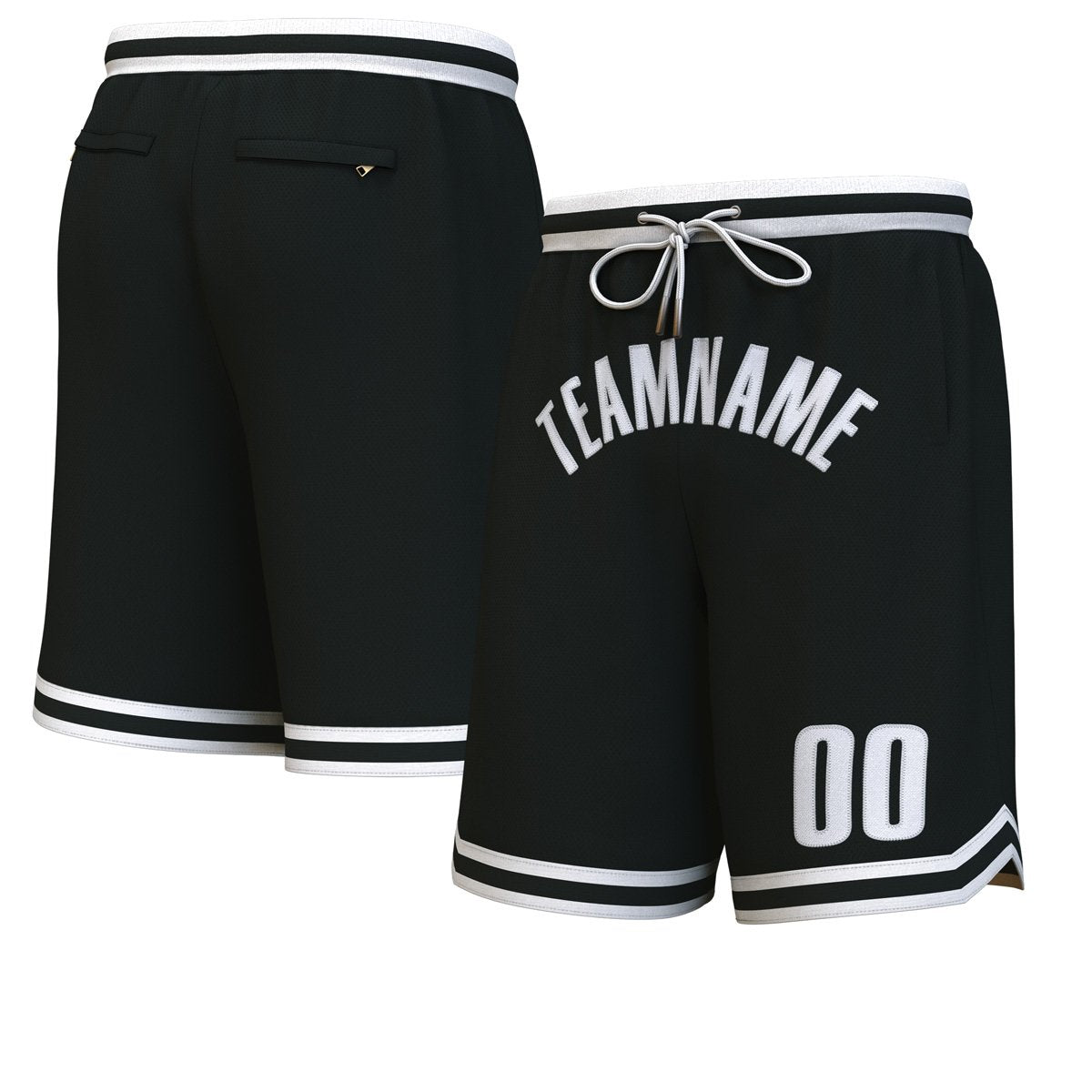 Custom Black White Personalized Basketball Shorts