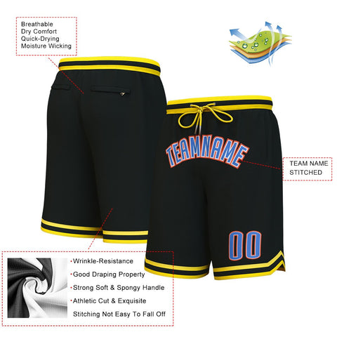 Custom Black Blue-Orange Personalized Basketball Shorts