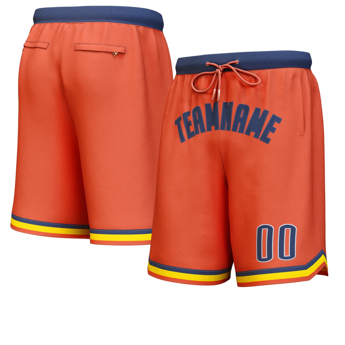 Custom Orange Navy Personalized Basketball Shorts