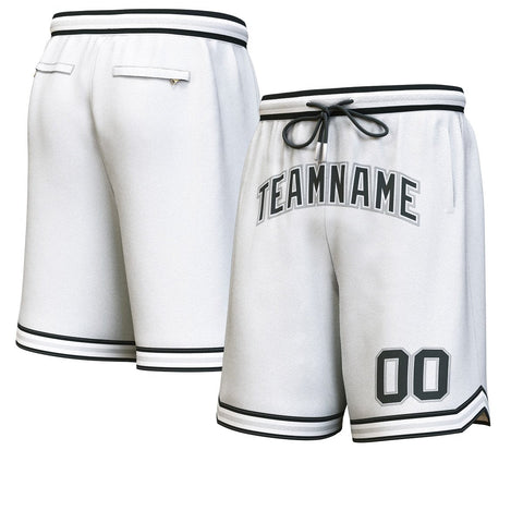 Custom White Black-Gray Personalized Basketball Shorts