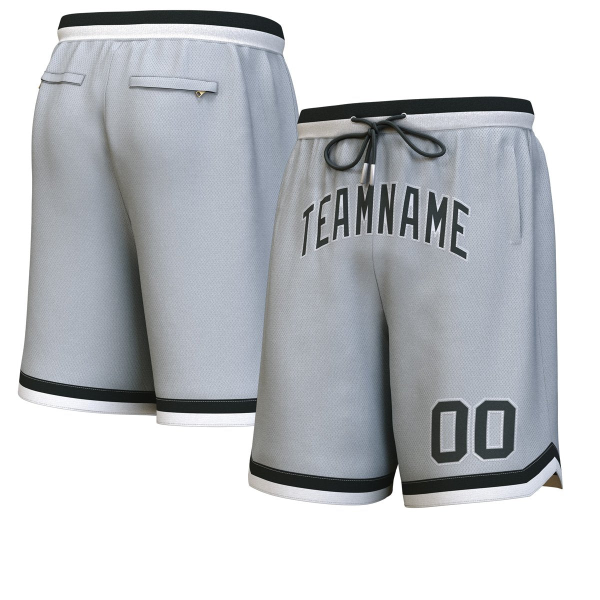 Short de basket personnalisé gris noir-blanc personnalisé