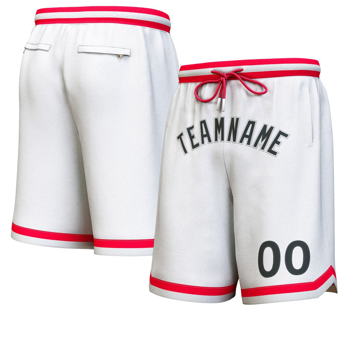 Short de basket personnalisé blanc noir-gris personnalisé