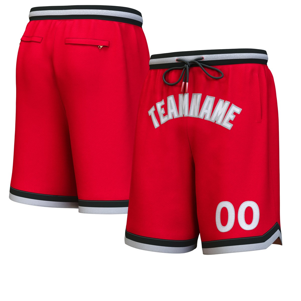 Custom Red White-Gray Personalized Basketball Shorts