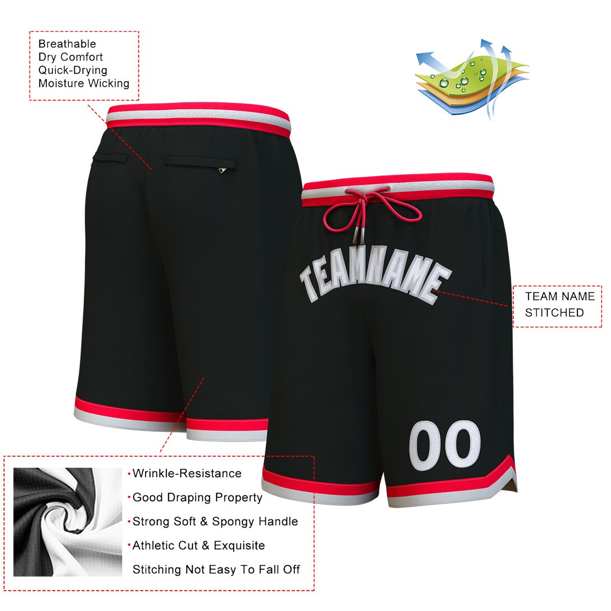 Custom Black White-Gray Personalized Basketball Shorts