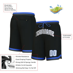 Custom Black White-Blue Personalized Basketball Shorts