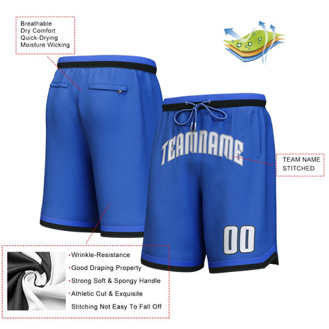 Custom Blue White-Black Personalized Basketball Shorts