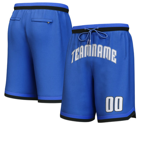 Custom Blue White-Black Personalized Basketball Shorts
